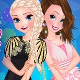 Игра Одевалка: Платья Эльза и Анна